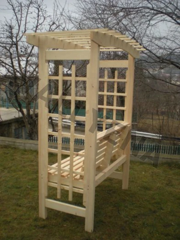 banca din lemn cu pergola din lemn (1)