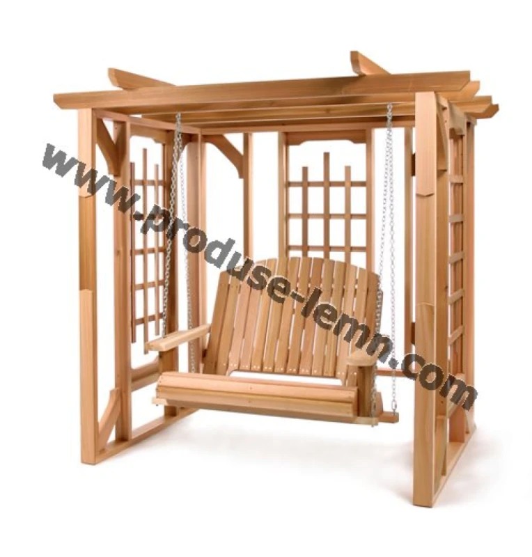 balansoar din lemn cu pergola pentru gradina